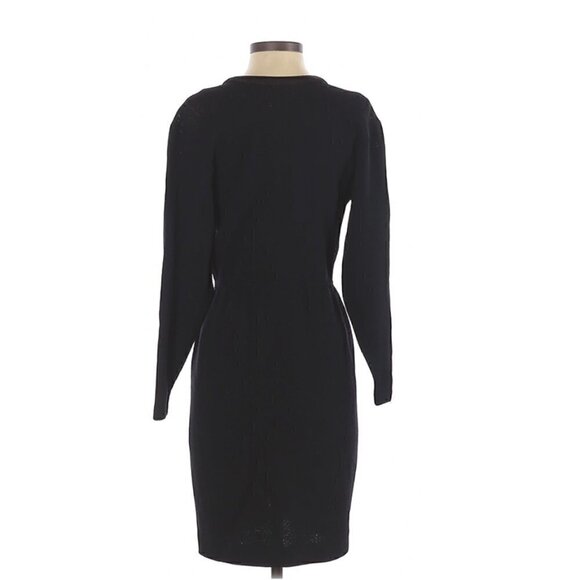St. John by Marie Gray Dress Size 4 Vintage 70s Plunging Back Santana Knit Black - Picture 3 of 6